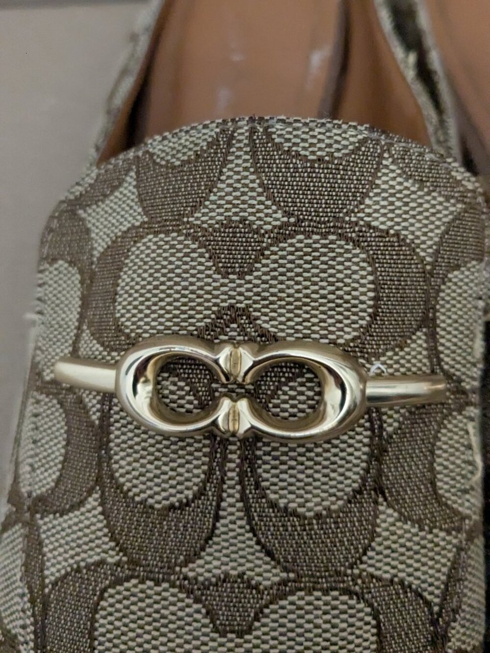Coach Sienna Beige Canvas Signature Horsebit Backless Mules 8B Brown - Picture 6 of 16